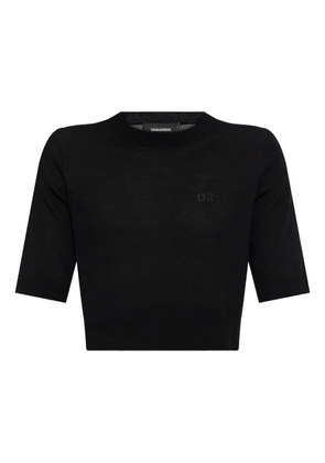 DSQUARED2 logo-embroidered short-sleeve knit top - Black