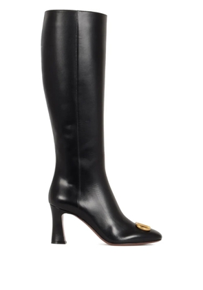 Valentino Garavani 90mm V-logo Signature leather boots - Black