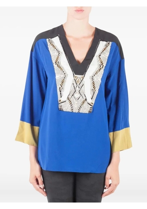 Etro Pre-Owned 2024 beaded silk top - Blue