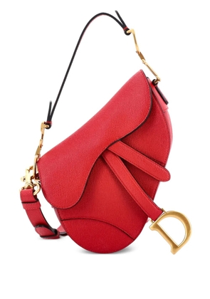 Christian Dior Pre-Owned Saddle Handbag with Strap Leather Mini shoulder bag - Red