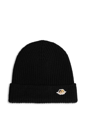 Fiorucci ribbed angel-embellished beanie hat - Black