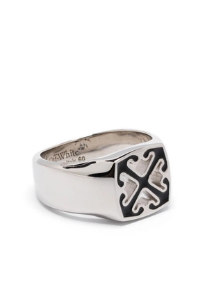 Off-White Enamel Arrow ring - Silver