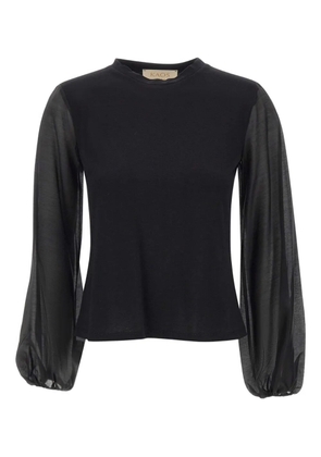 kaos balloon-sleeve cotton blouse - Black