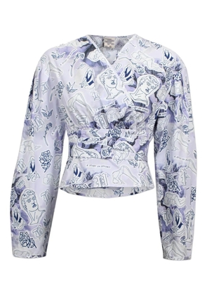 Baum Und Pferdgarten graphic-print wrap blouse - Blue
