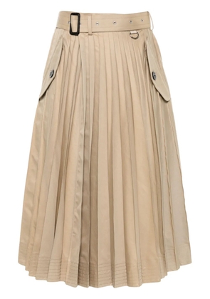 sacai plissé midi skirt - Neutrals