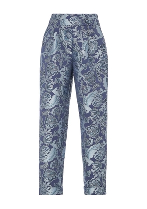 Temperley London floral-print pleated trousers - Blue