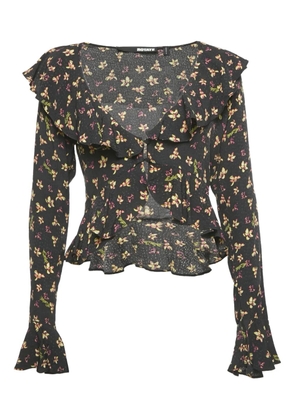 ROTATE BIRGER CHRISTENSEN floral-print ruffle blouse - Black