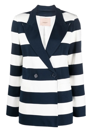 TWINSET stripe-print double-breasted blazer - Blue