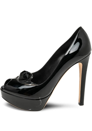 Christian Dior Pre-Owned 140mm floral-appliqué pumps - Black