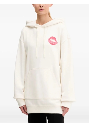 HUGO lips-print hoodie - White