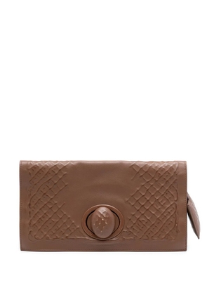 Bottega Veneta Pre-Owned 2012-2025 Nappa Embossed Intrecciato Turnlock clutch bag - Brown
