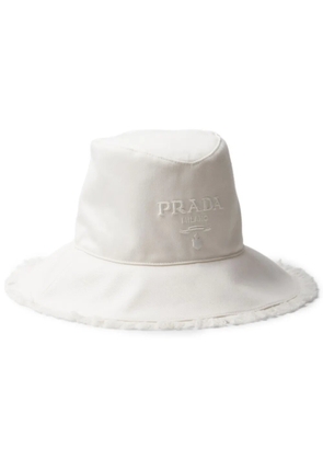 Prada logo-embroidered bucket hat - White