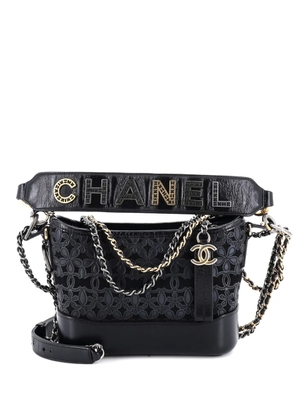 CHANEL Pre-Owned Gabrielle Hobo with Logo Handle Laser Cut Calfskin and Wool Felt Small crossbody bag - Black
