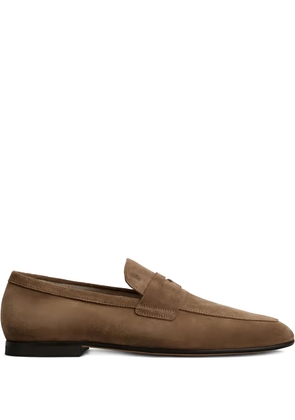 Tod's penny-straps suede loafers - Brown