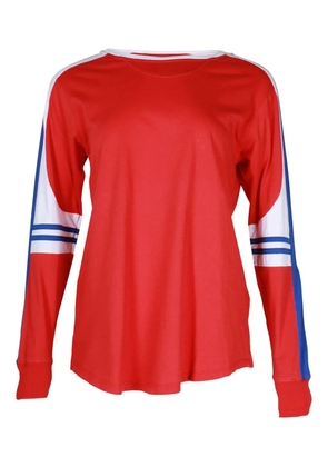 SANDRO striped-panel long-sleeve T-shirt - Red