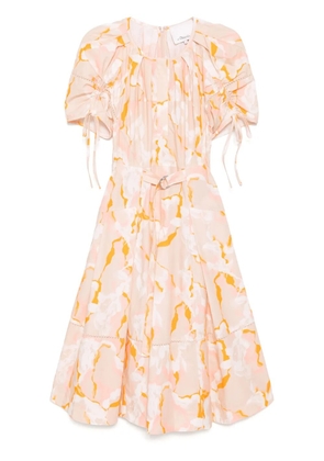 3.1 Phillip Lim abstract-print gathered-sleeves dress - Neutrals