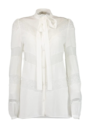 Elie Saab lace-insert crepe shirt - White