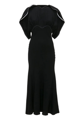 Victoria Beckham draped-sleeve flared midi dress - Black