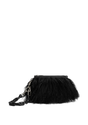 Dolce & Gabbana fur-trimmed zip clutch bag - Black