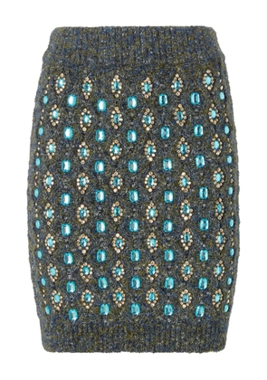 PINKO cable-knit embellished mini skirt - Green