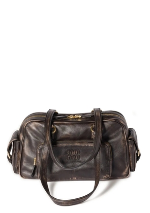 Miu Miu Pocket logo-embossed tote bag - Brown