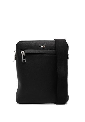 BOSS logo-debossed messenger bag - Black