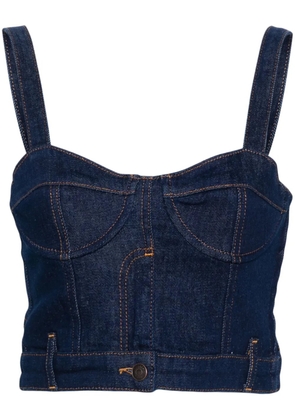 MOSCHINO JEANS logo-patch cotton-blend top - Blue