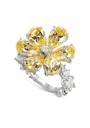 Anabela Chan 18K white gold and rhodium vermeil Marguerite Daisy lab-grown diamond ring - Silver