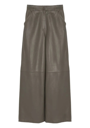 Yves Salomon leather wide-leg trousers - Grey