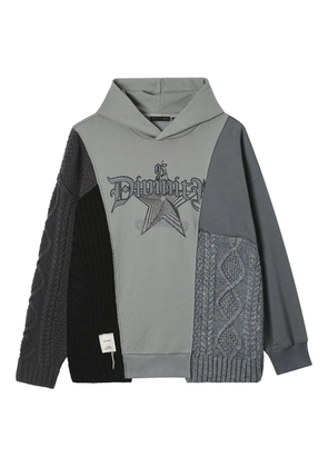 FIVE CM panelled cable-knit hoodie - Grey