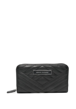 Armani Exchange logo-plaque quilted wallet - Black