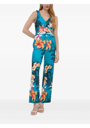 GUESS USA floral-print ruched jumpsuit - Blue