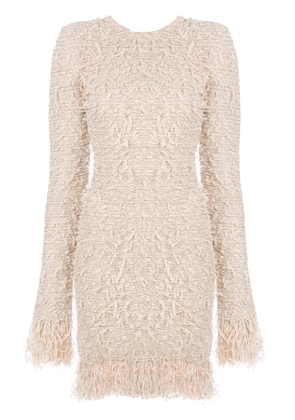 Balmain frayed fitted dress - Pink