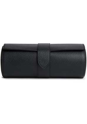 Smythson Panama leather 3-watch roll - Black