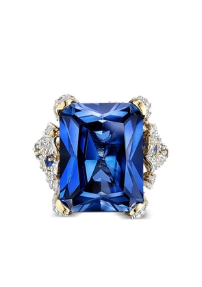Anabela Chan 18kt gold vermeil Kashmir Cinderella sapphire and diamond ring - Blue