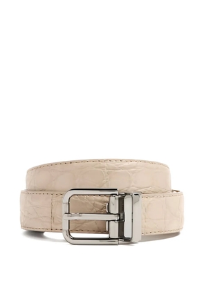 Dolce & Gabbana crocodile-effect buckle leather belt - Neutrals
