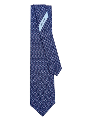 Ferragamo tetris-print silk tie - Blue