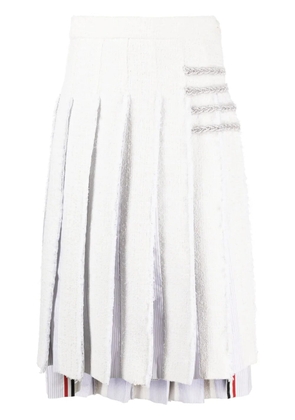 Thom Browne 4-Bar tweed pleated skirt - White