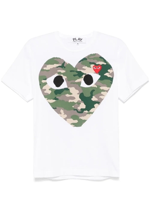 Comme Des Garçons Play camouflage heart-print T-shirt - White