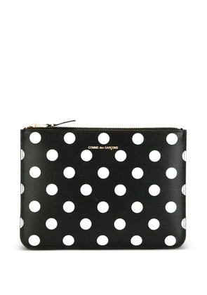 Comme Des Garçons Wallet polka dot-printed zip-up pouch - Black