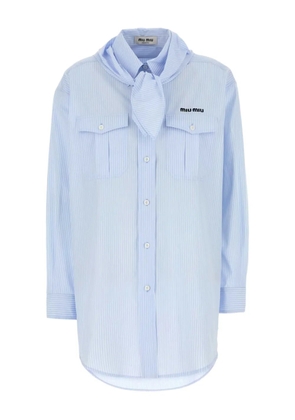 Miu Miu striped tie-neck shirt - Blue