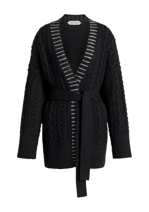 Alberta Ferretti Aran cable-knit cardigan - Black