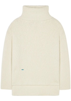 Alanui logo-plaque cashmere-silk blend jumper - White