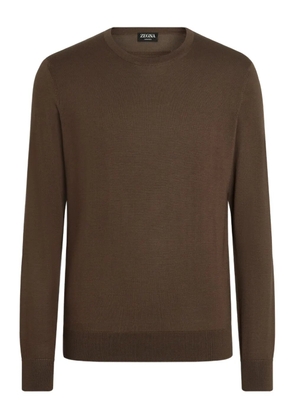 Zegna mélange crew-neck sweater - Brown