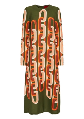 La DoubleJ Swing chain-link print middi dress - Green