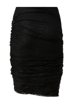 PINKO sequin-embellished lace fitted skirt - Black