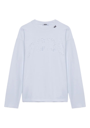 GCDS laser cut-logo long-sleeved T-shirt - White