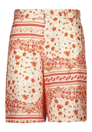 FENDI bandana-print silk shorts - White