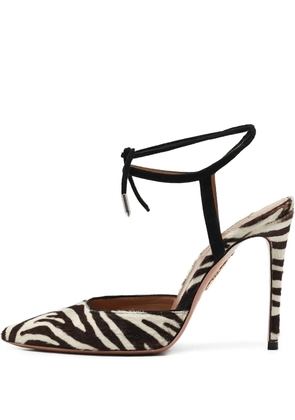 Aquazzura 110mm Candance zebra-print pumps - Neutrals