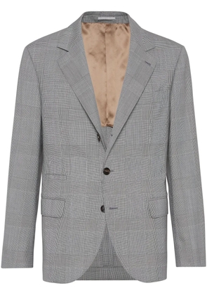 Brunello Cucinelli check-print virgin-wool blazer - Black